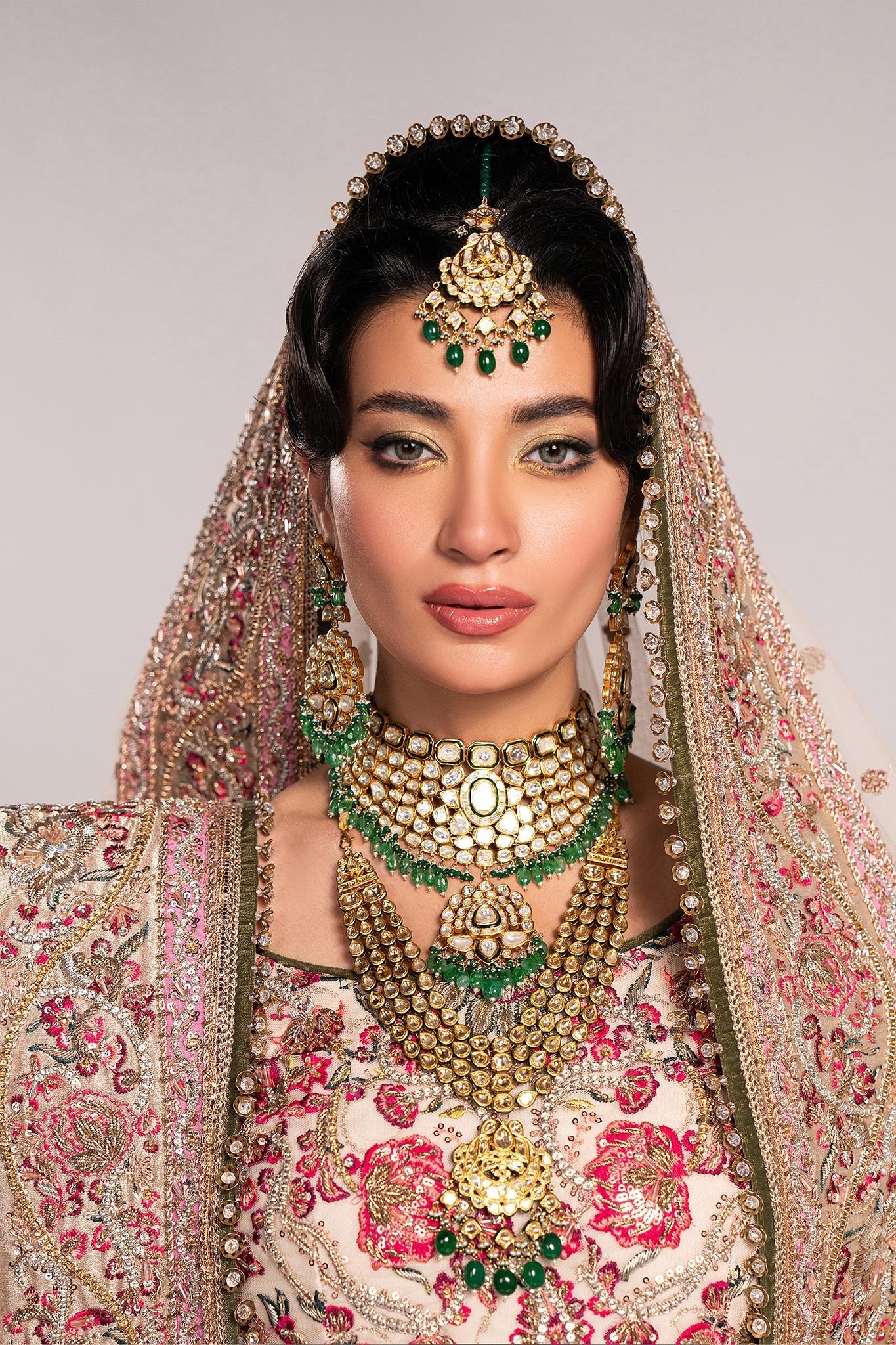 Ivory Zardozi Embroidered Net Bridal Lehenga (3-Piece) - Image 16