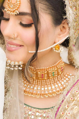 Ivory Embellished Net Bridal Lehenga (3-Piece) - Image 3