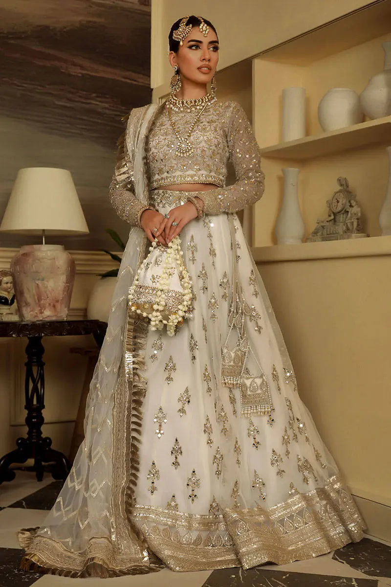Ivory Gold Embroidered Organza Lehenga Choli (3-Piece) - Image 1