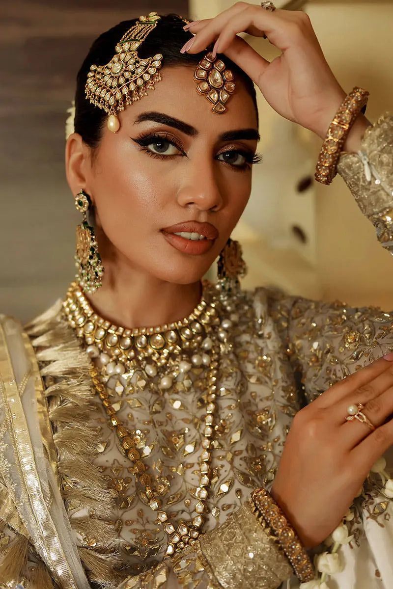 Ivory Gold Embroidered Organza Lehenga Choli (3-Piece) - Image 2