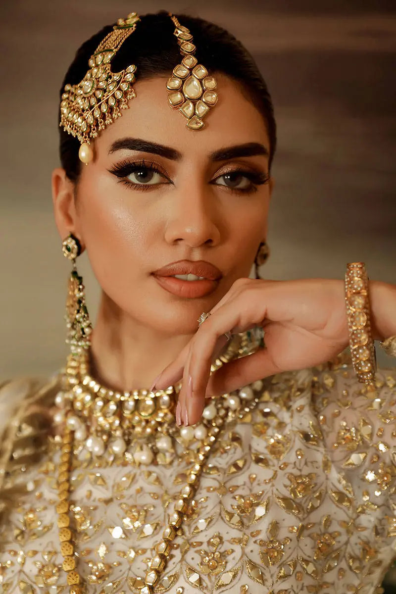 Ivory Gold Embroidered Organza Lehenga Choli (3-Piece) - Image 3