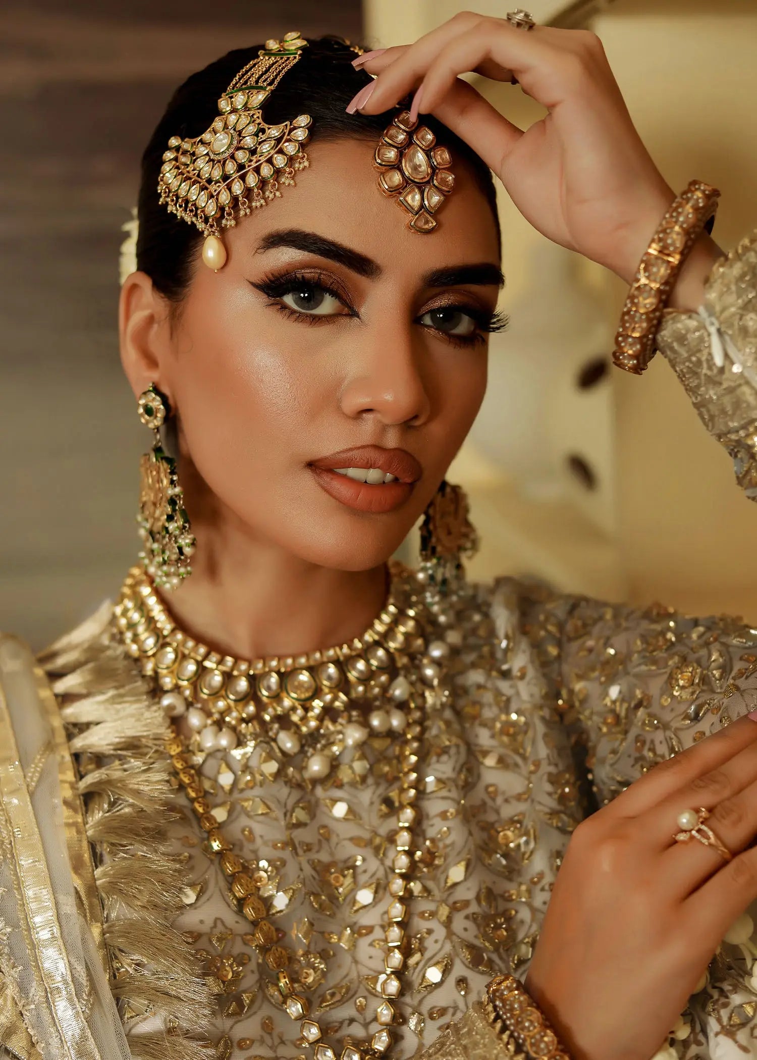 Ivory Gold Embroidered Organza Lehenga Choli (3-Piece) - Image 6