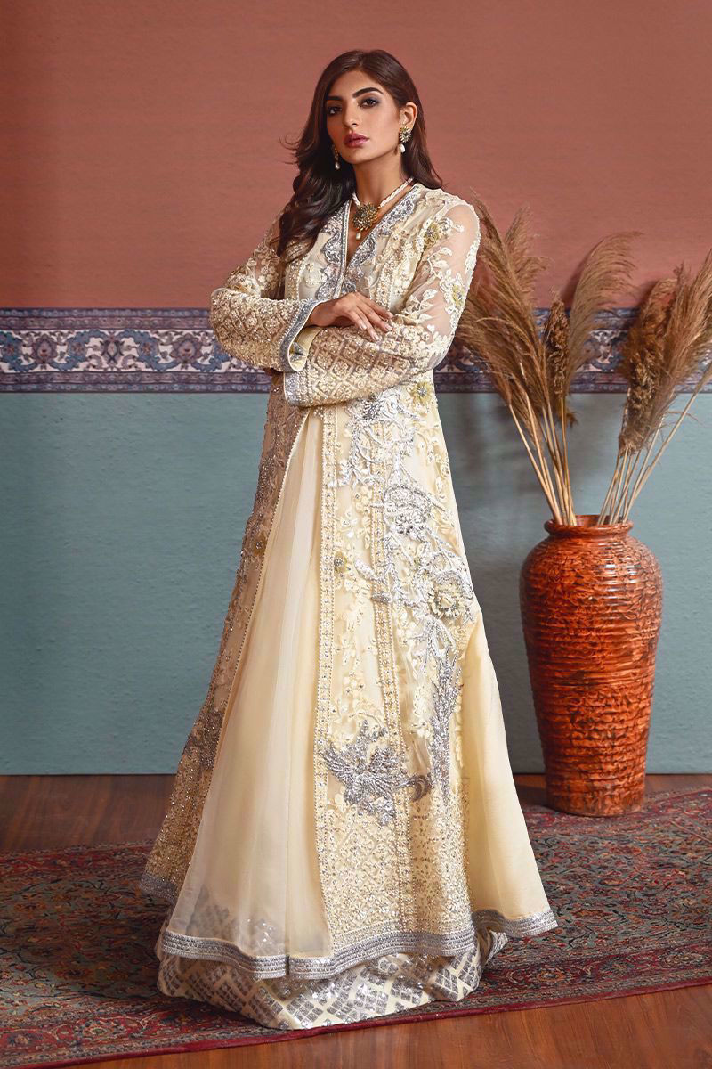 Pakistani Ivory Zardozi Organza & Silk Lehenga (2-Piece) - Image 1