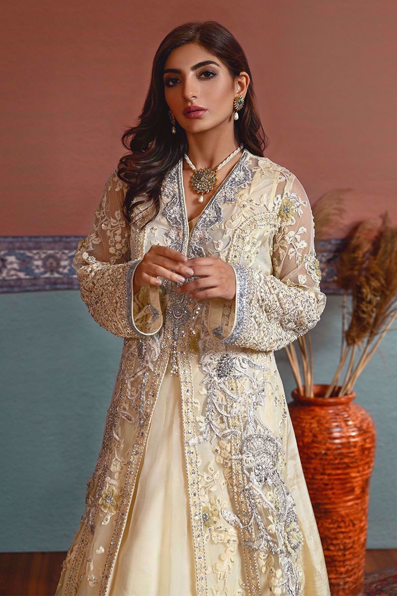 Pakistani Ivory Zardozi Organza & Silk Lehenga (2-Piece) - Image 4