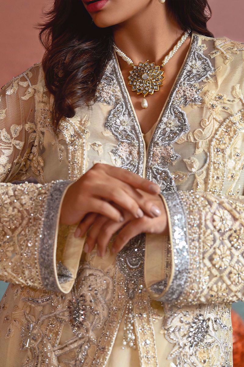 Pakistani Ivory Zardozi Organza & Silk Lehenga (2-Piece) - Image 5