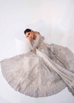 Indian Ivory Embroidered Organza Lehenga Gown (3-Piece) - Image 4