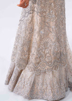 Indian Ivory Embroidered Organza Lehenga Gown (3-Piece) - Image 5