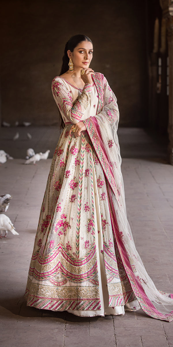 Off-White Embroidered Organza Maxi Lehenga (3-Piece) - Image 5