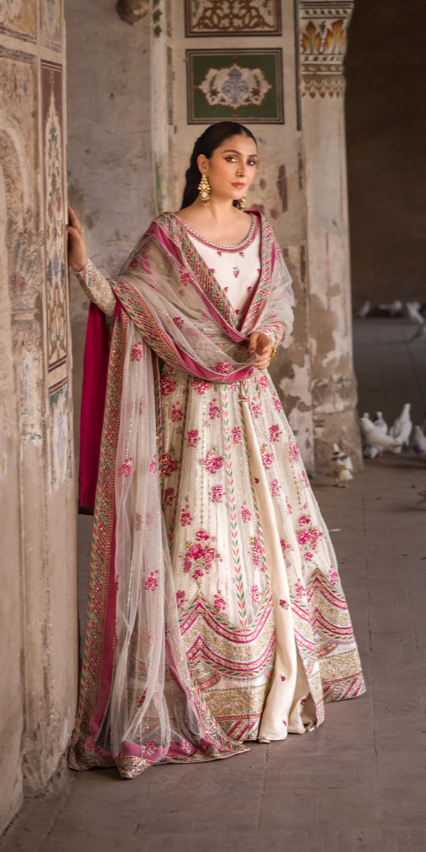 Off-White Embroidered Organza Maxi Lehenga (3-Piece) - Image 7