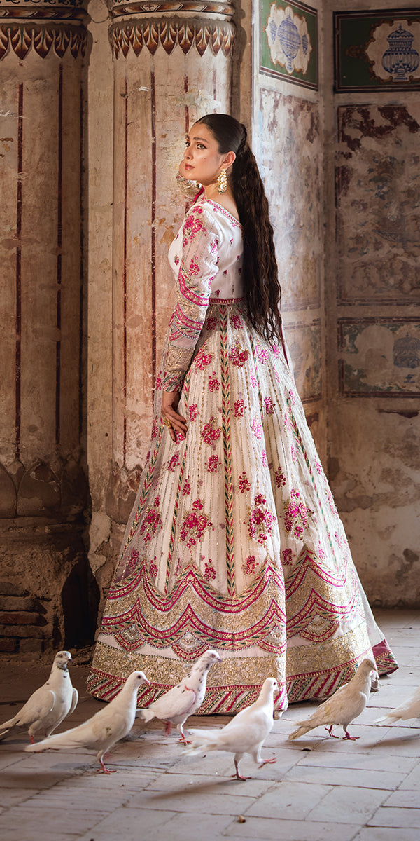 Off-White Embroidered Organza Maxi Lehenga (3-Piece) - Image 8