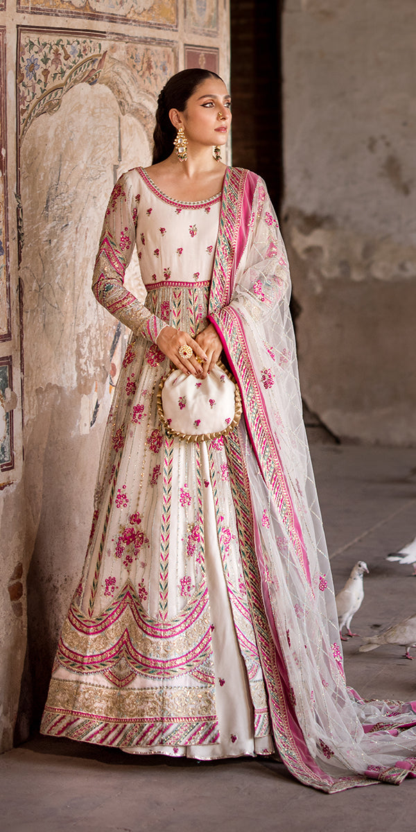 Off-White Embroidered Organza Maxi Lehenga (3-Piece) - Image 9