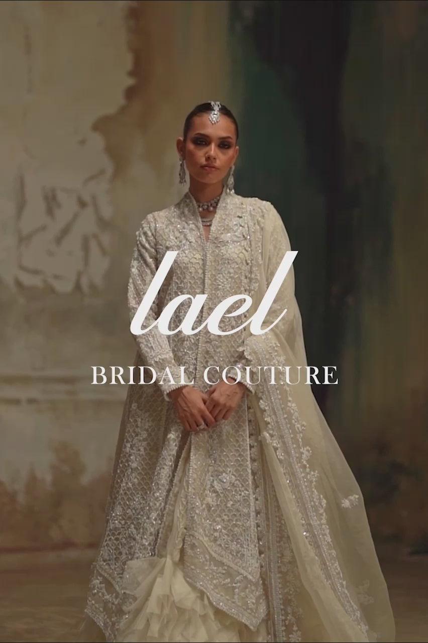 Ivory Zardozi Pure Organza Jacket Lehenga (3-Piece) - Image 9