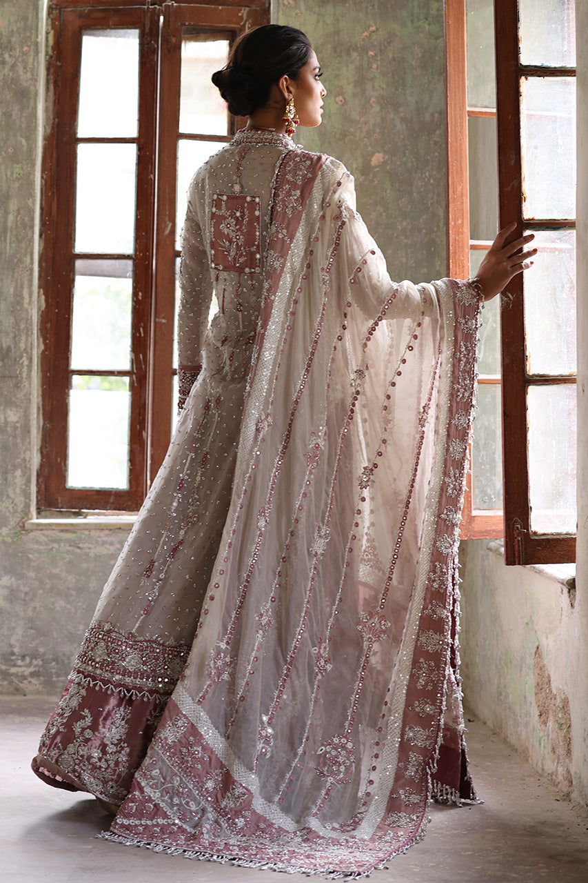 Ivory Petal Pink Zardozi Organza Bridal Choga (3-Piece) - Image 2