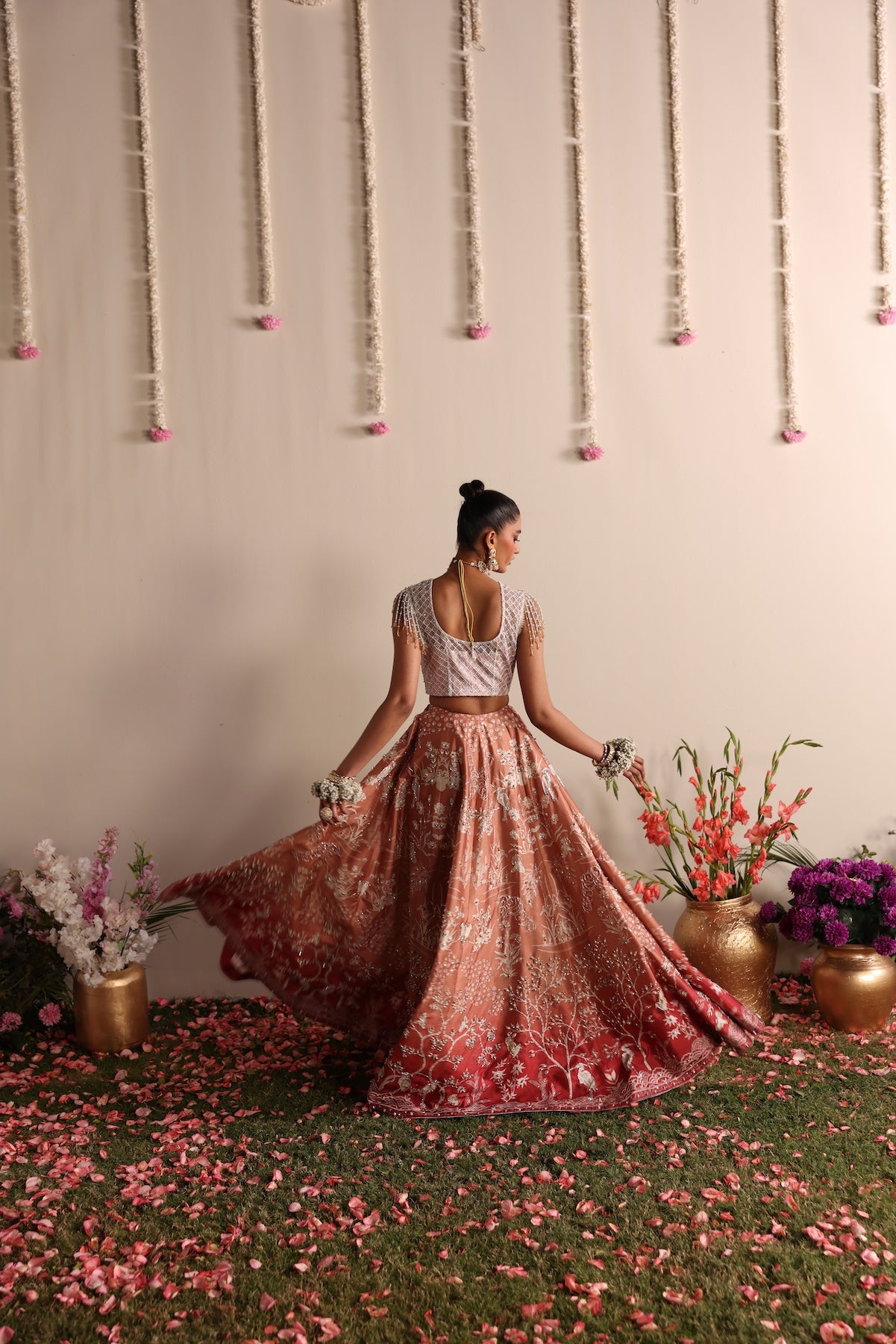 Soft Pearl Embroidered Raw Silk Lehenga Choli (2-Piece) - Image 4