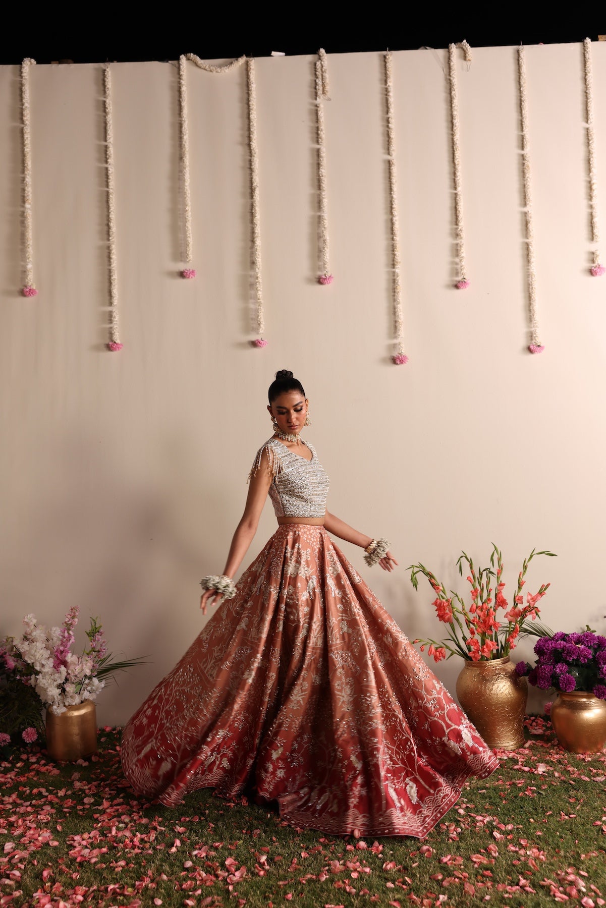 Soft Pearl Embroidered Raw Silk Lehenga Choli (2-Piece) - Image 5