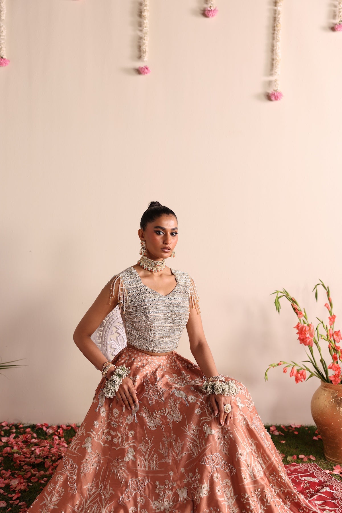 Soft Pearl Embroidered Raw Silk Lehenga Choli (2-Piece) - Image 8