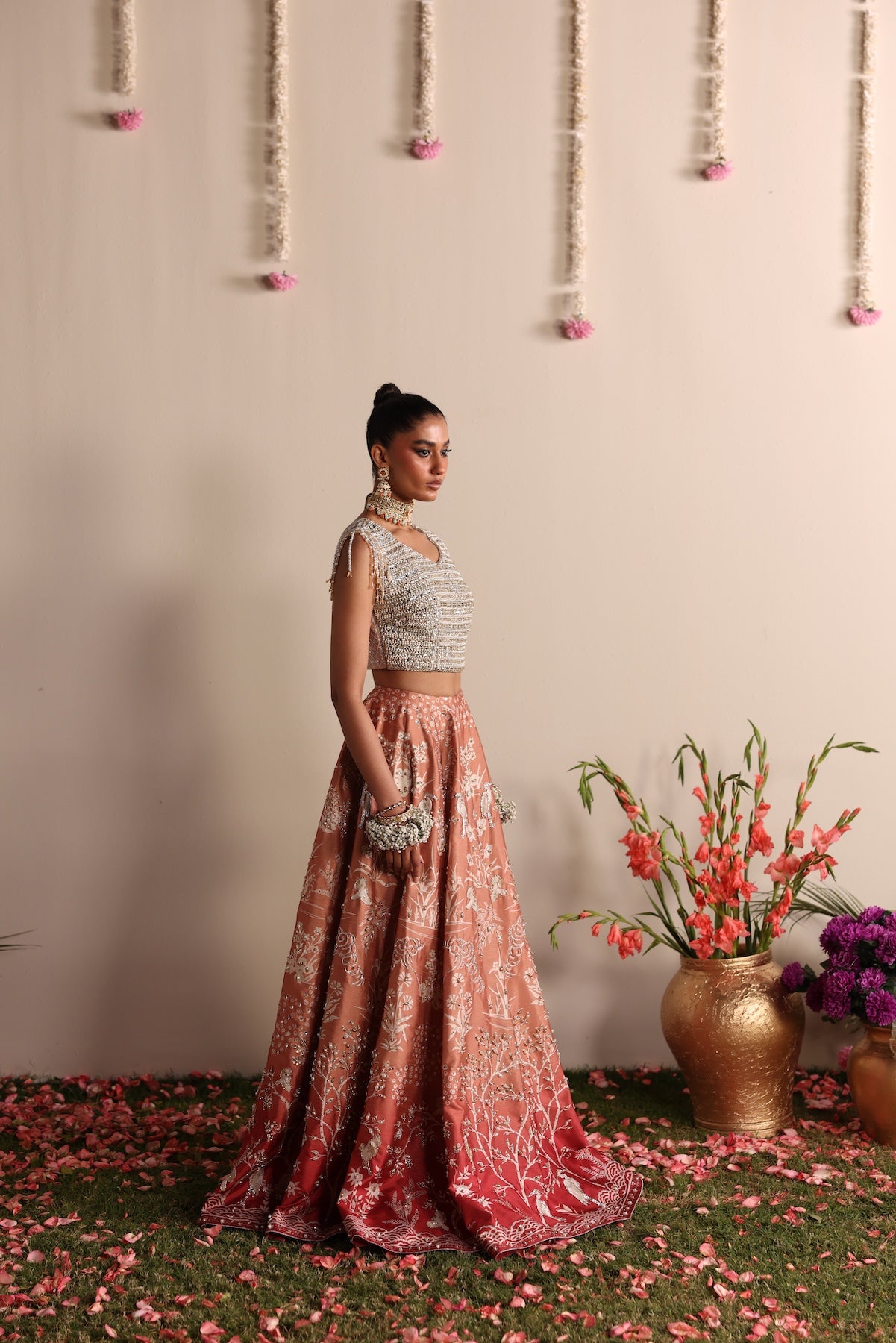 Soft Pearl Embroidered Raw Silk Lehenga Choli (2-Piece) - Image 9