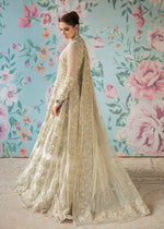 Ivory White Embroidered Net Gown with Raw Silk Lehenga (4-Piece) - Image 3