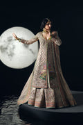 Pakistani Ivory Embroidered Raw Silk Bridal Lehenga (3-Piece) - Image 10