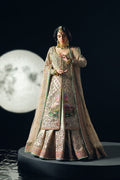 Pakistani Ivory Embroidered Raw Silk Bridal Lehenga (3-Piece) - Image 12