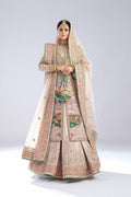 Pakistani Ivory Embroidered Raw Silk Bridal Lehenga (3-Piece) - Image 2