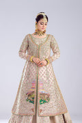 Pakistani Ivory Embroidered Raw Silk Bridal Lehenga (3-Piece) - Image 4