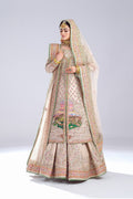 Pakistani Ivory Embroidered Raw Silk Bridal Lehenga (3-Piece) - Image 5