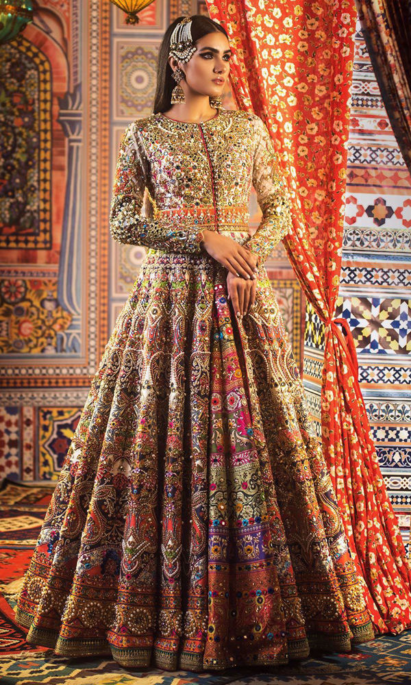 Pakistani Ivory Embroidered Raw Silk Jacket Lehenga (2-Piece) - Image 2