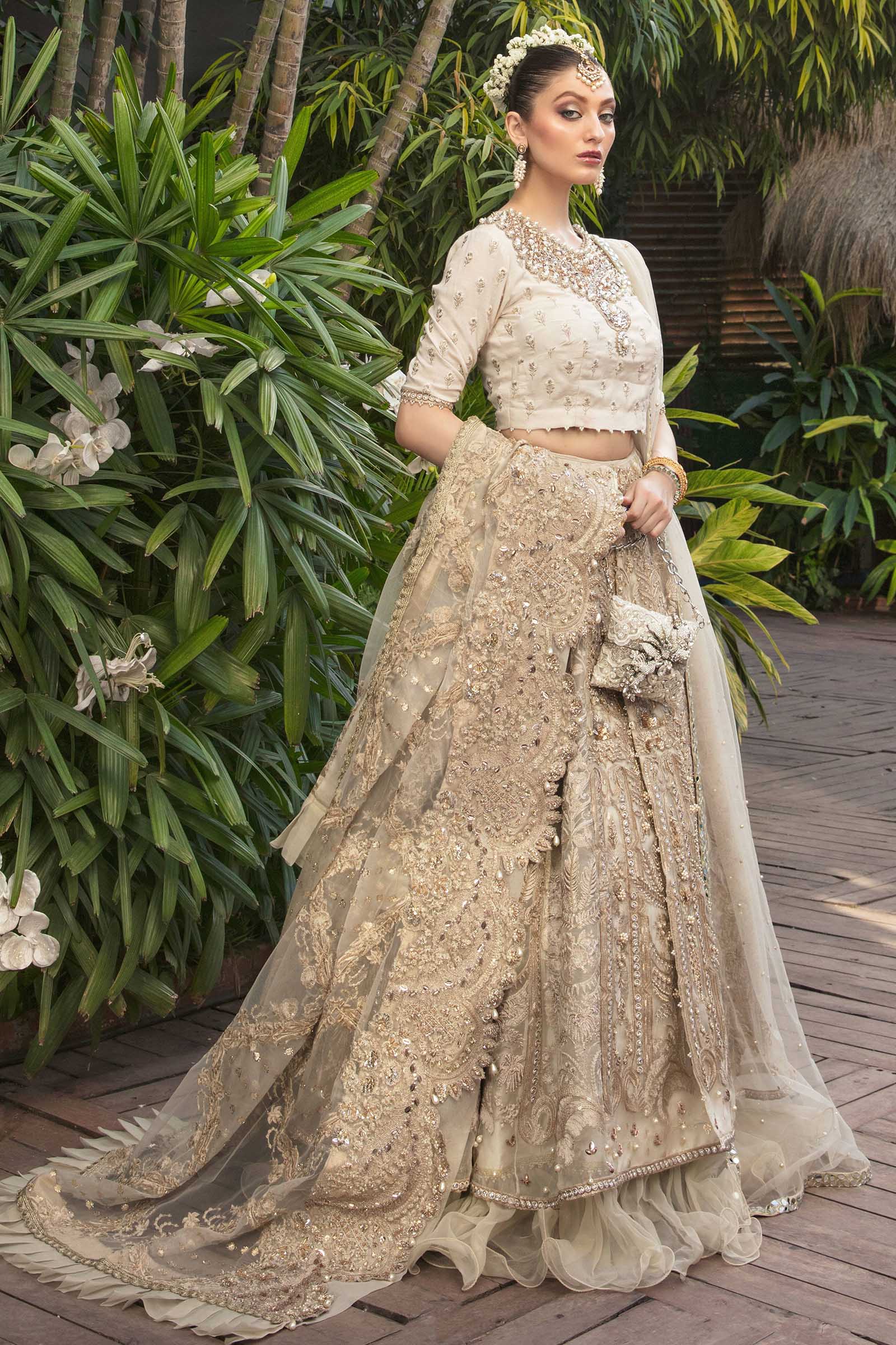 Ivory Embroidered Raw Silk Bridal Lehenga Choli (3-Piece) - Image 2