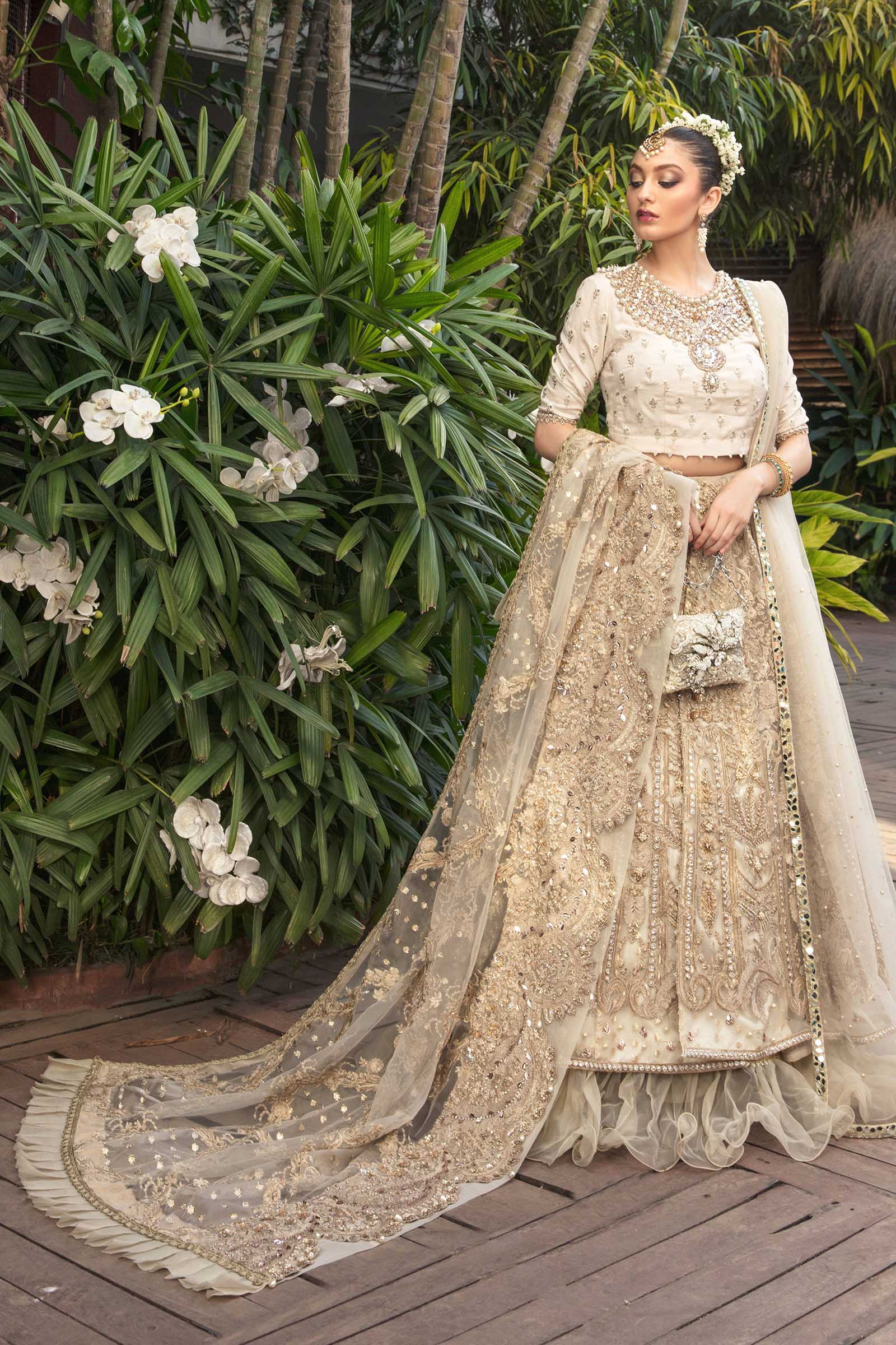 Ivory Embroidered Raw Silk Bridal Lehenga Choli (3-Piece) - Image 4