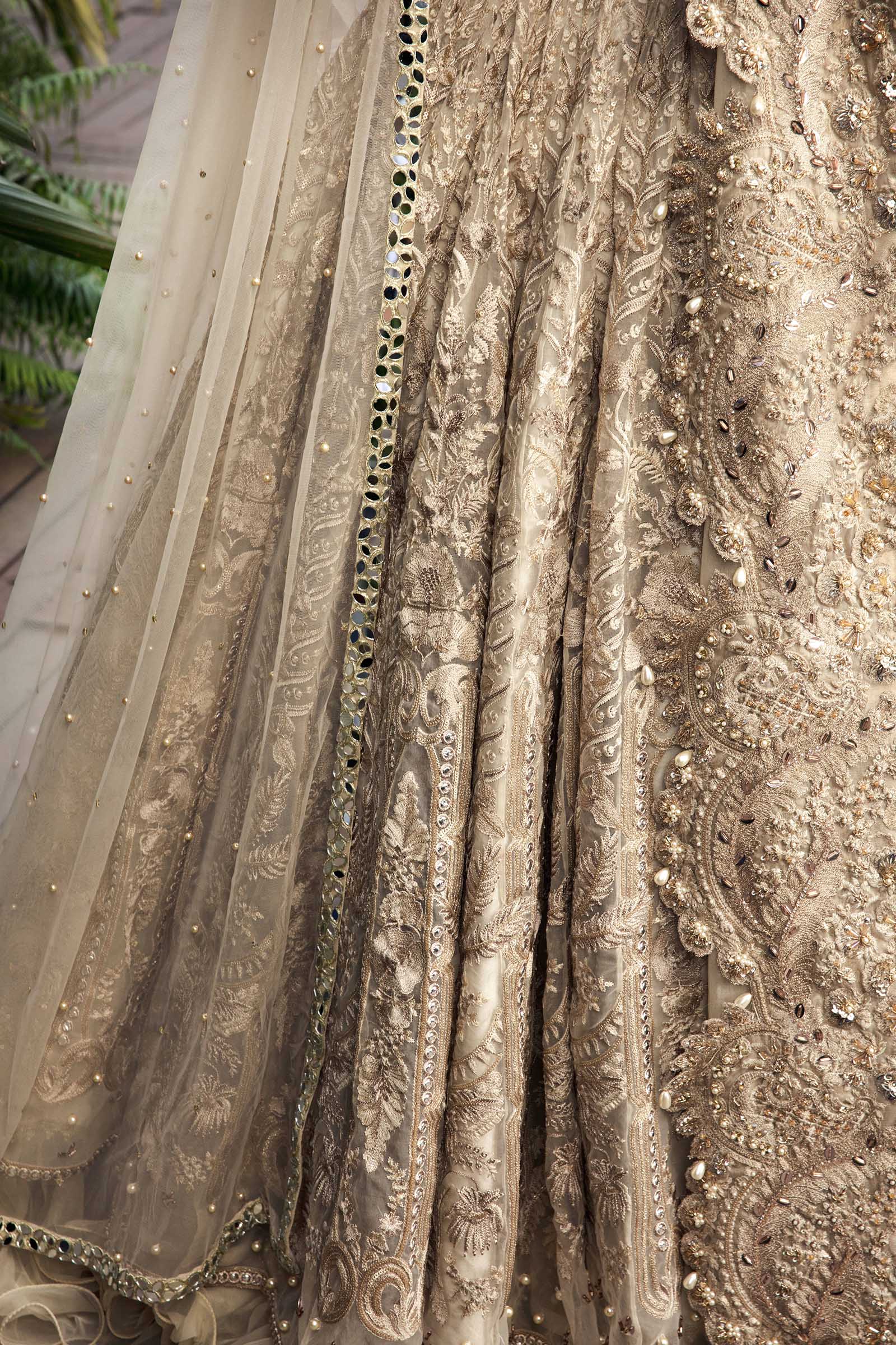 Ivory Embroidered Raw Silk Bridal Lehenga Choli (3-Piece) - Image 6