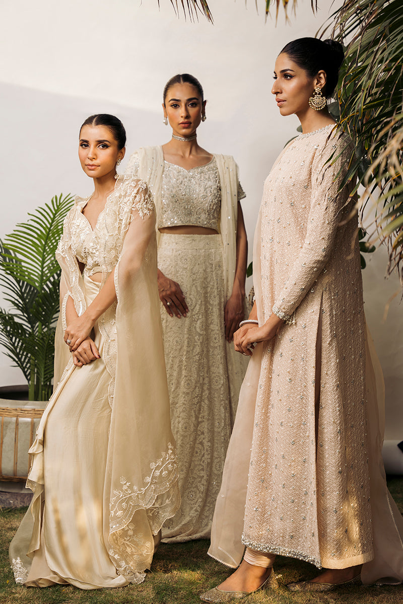 Ivory Hand-Embellished Raw Silk Lehnga Choli (3-Piece) - Image 7