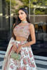 Pakistani Ivory Screen-Printed Raw Silk Lehnga Choli (3-Piece) - Image 3