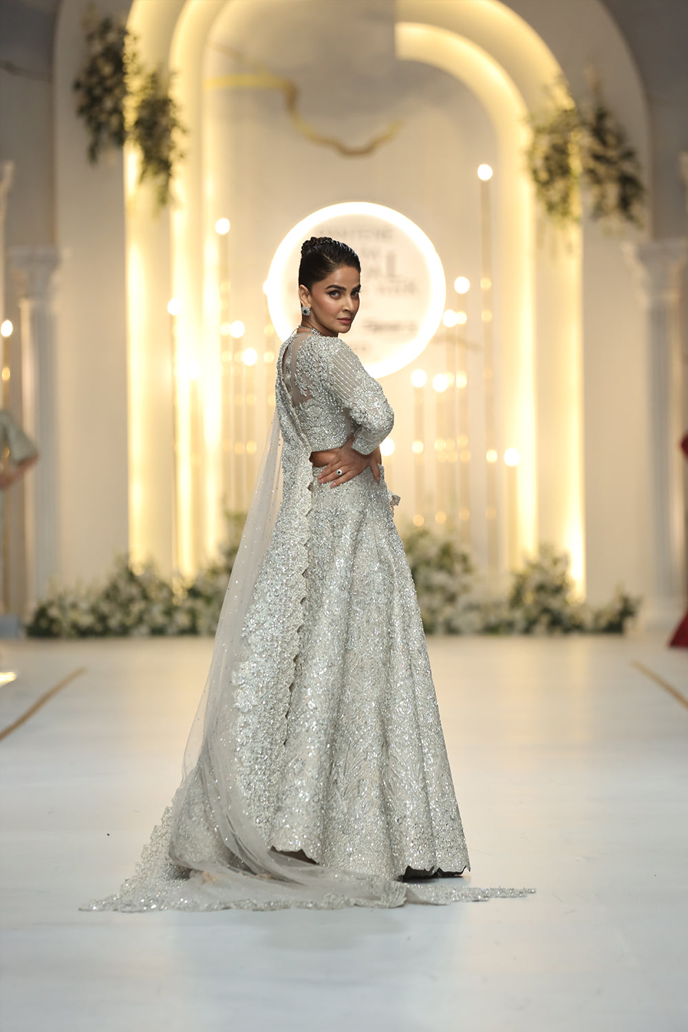 Egg White Swarovski Embellished Raw Silk Lehenga (3-Piece) - Image 2