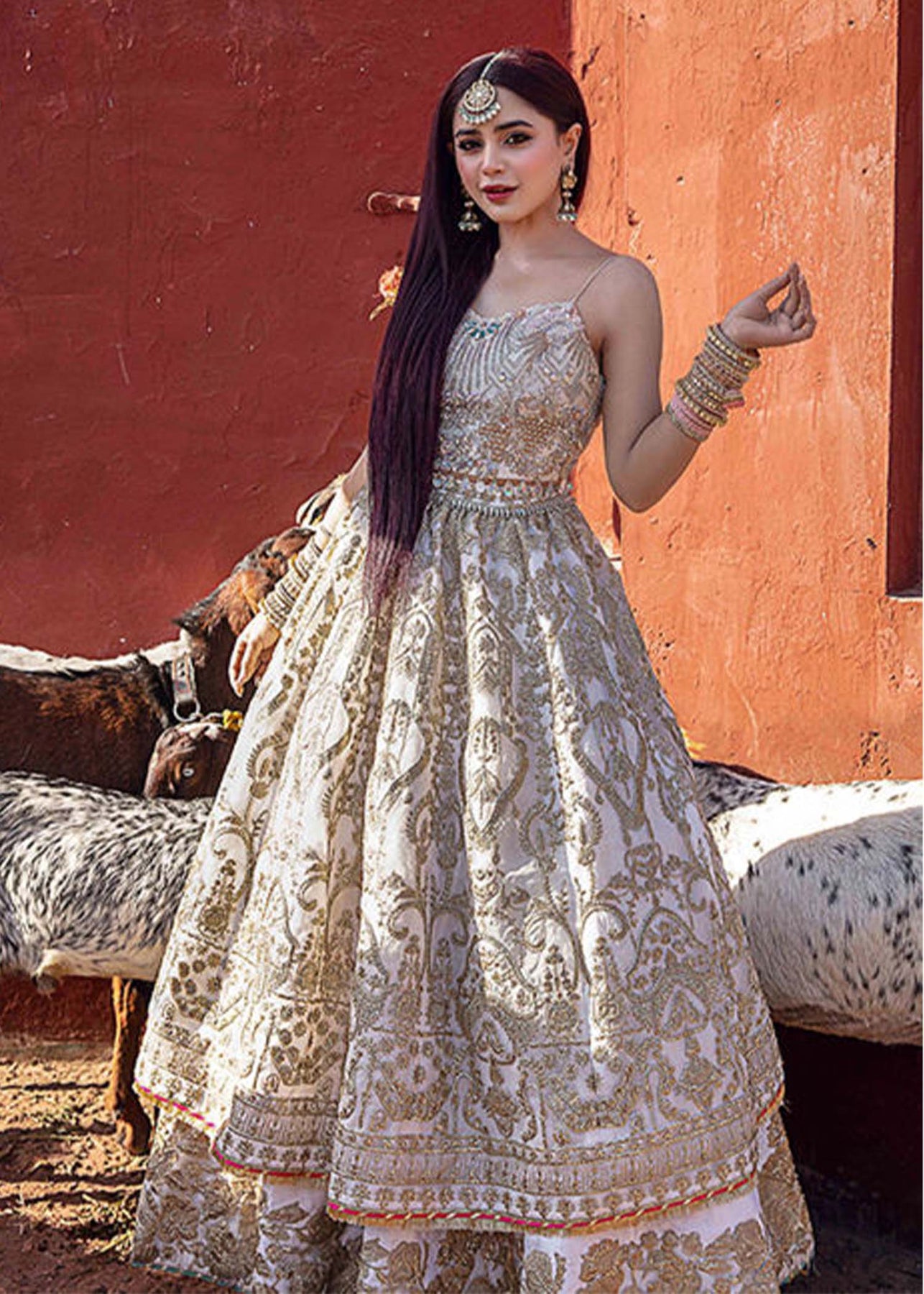 Ivory Zardozi Raw Silk Lehenga Set (3-Piece) - Image 3