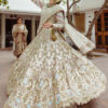 Ivory Zardozi Swarovski Raw Silk Bridal Lehenga (3-Piece) - Image 3