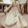 Ivory Zardozi Swarovski Raw Silk Bridal Lehenga (3-Piece) - Image 4