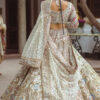 Ivory Zardozi Swarovski Raw Silk Bridal Lehenga (3-Piece) - Image 5