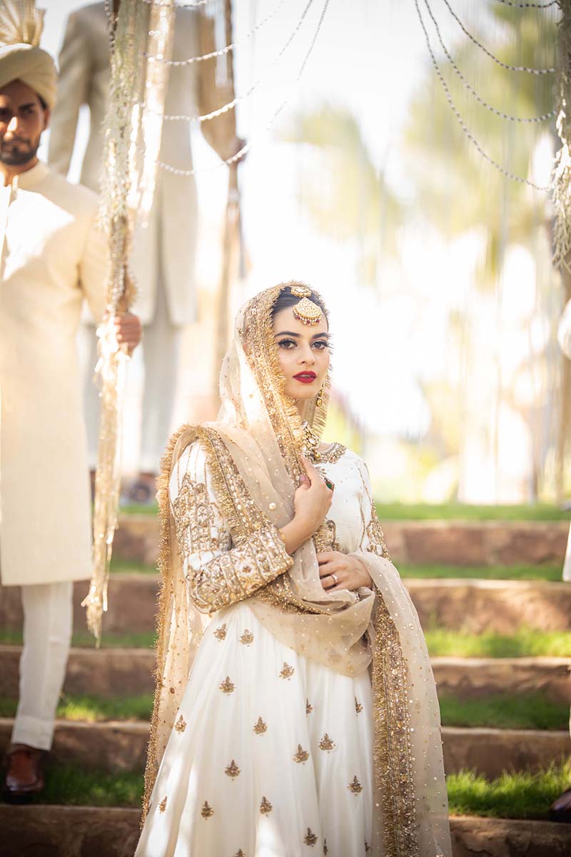 Ivory Zari Beaded Raw Silk Bridal Lehenga (3-Piece) - Image 6