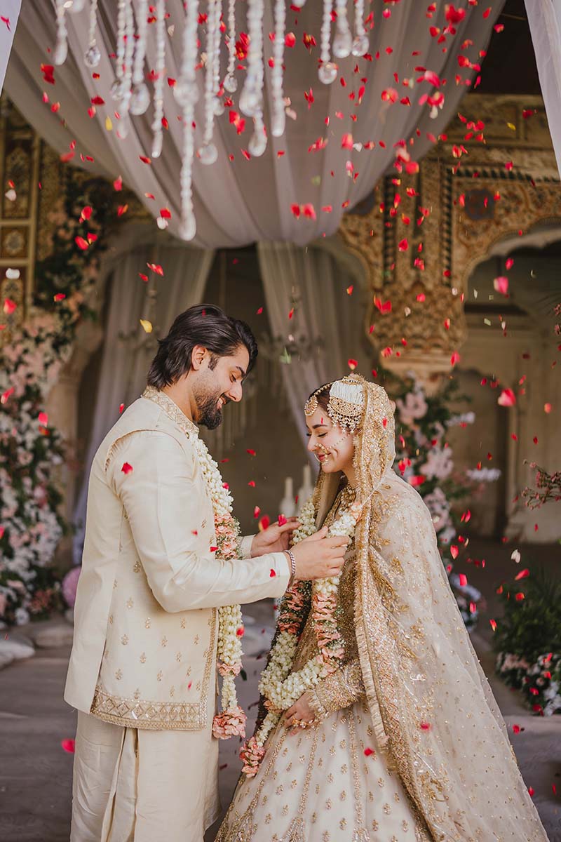 Pakistani Off-White Embroidered Organza Pishwas Dress (3-Piece) - Image 8