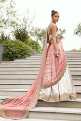 Pakistani Ivory Mukesh Embroidered Shimmer Lehenga (3-Piece) - Image 3