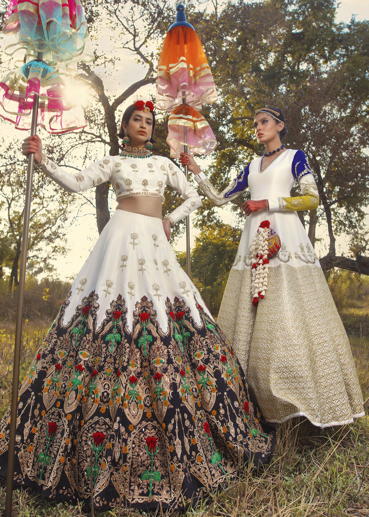 Ivory and Black Sequin Shimmer Lehenga (3-Piece) - Image 6