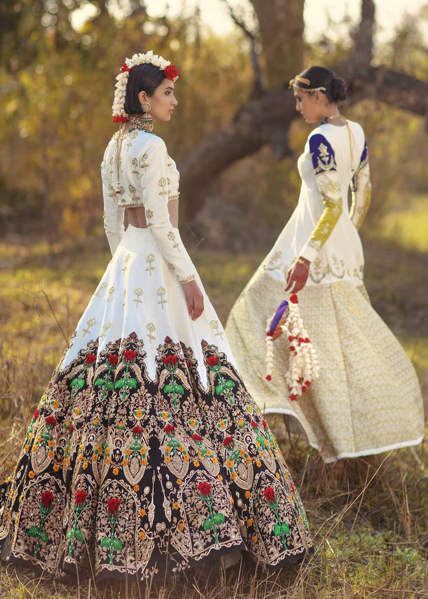 Ivory and Black Sequin Shimmer Lehenga (3-Piece) - Image 7