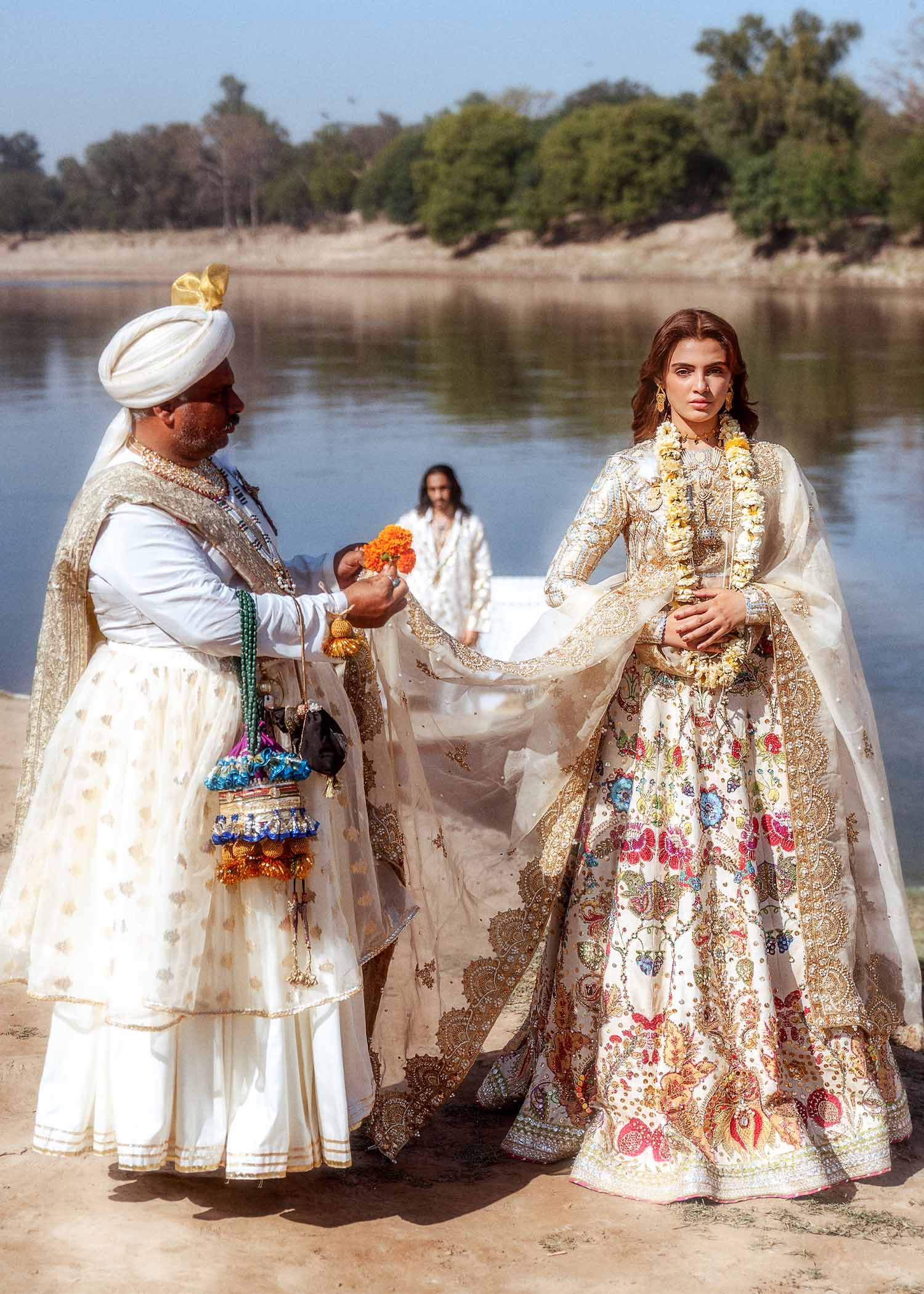 Ivory Embroidered Silk Lehenga Choli (3-Piece) - Image 5