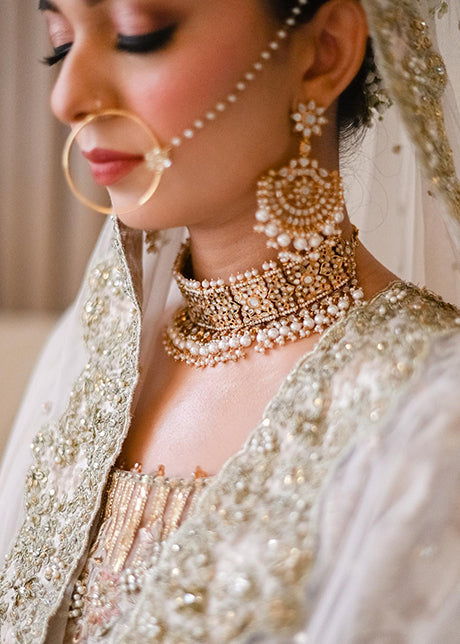 Ivory Silver Embellished Silk-Blend Bridal Lehenga (3-Piece) - Image 2