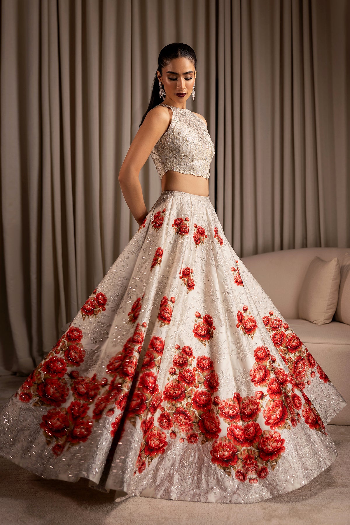 Ivory Ganga Jamni Zardozi Silk-Blend Lehenga (3-Piece) - Image 11