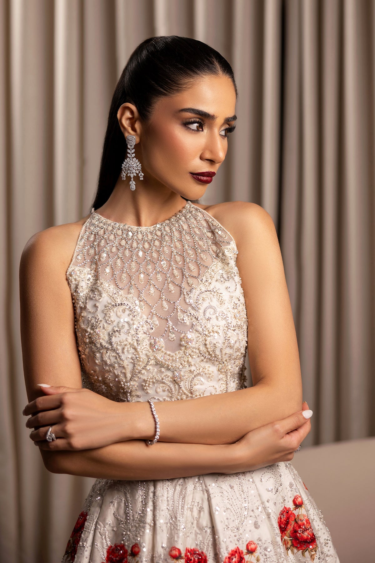 Ivory Ganga Jamni Zardozi Silk-Blend Lehenga (3-Piece) - Image 2