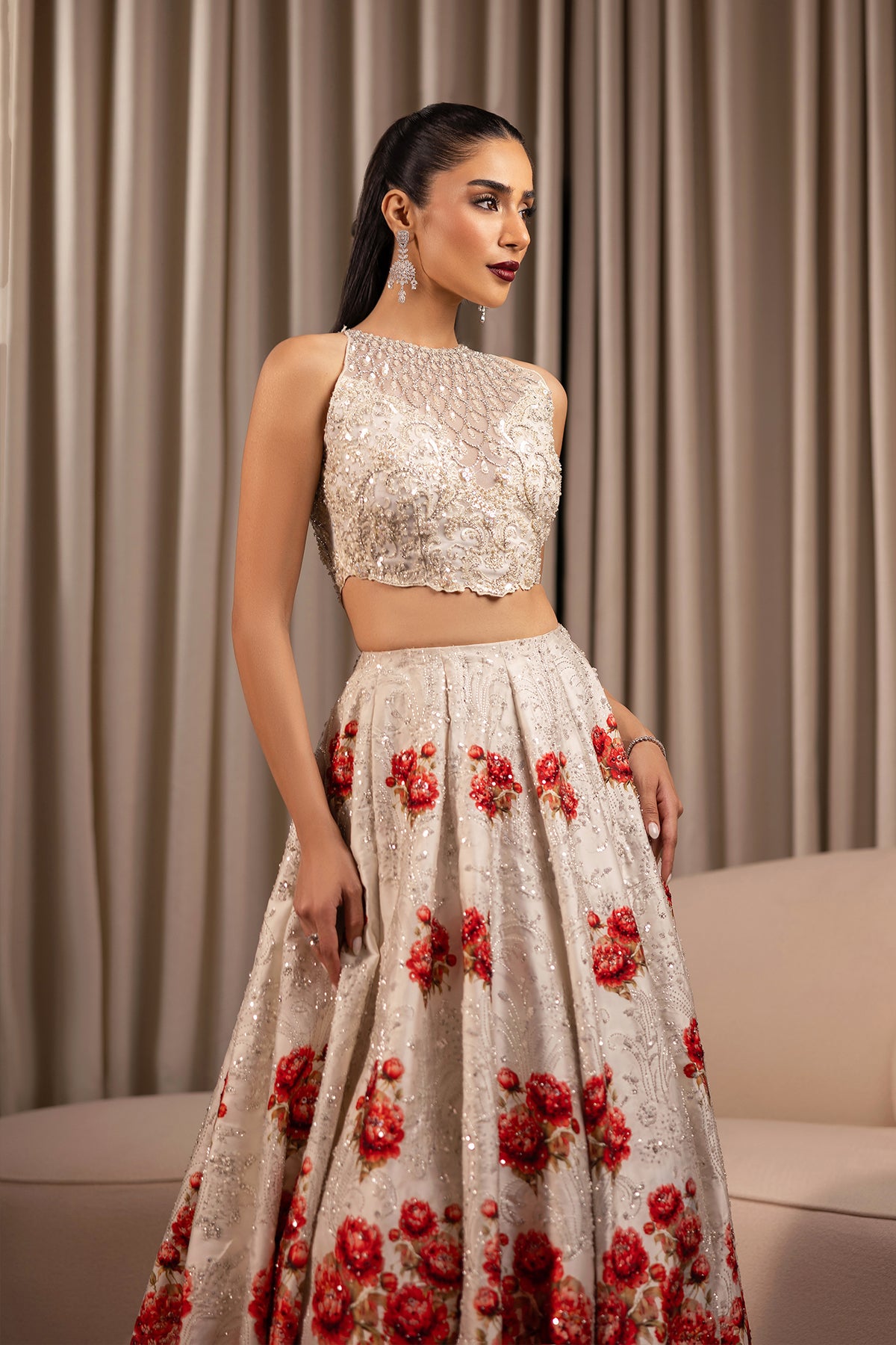 Ivory Ganga Jamni Zardozi Silk-Blend Lehenga (3-Piece) - Image 3