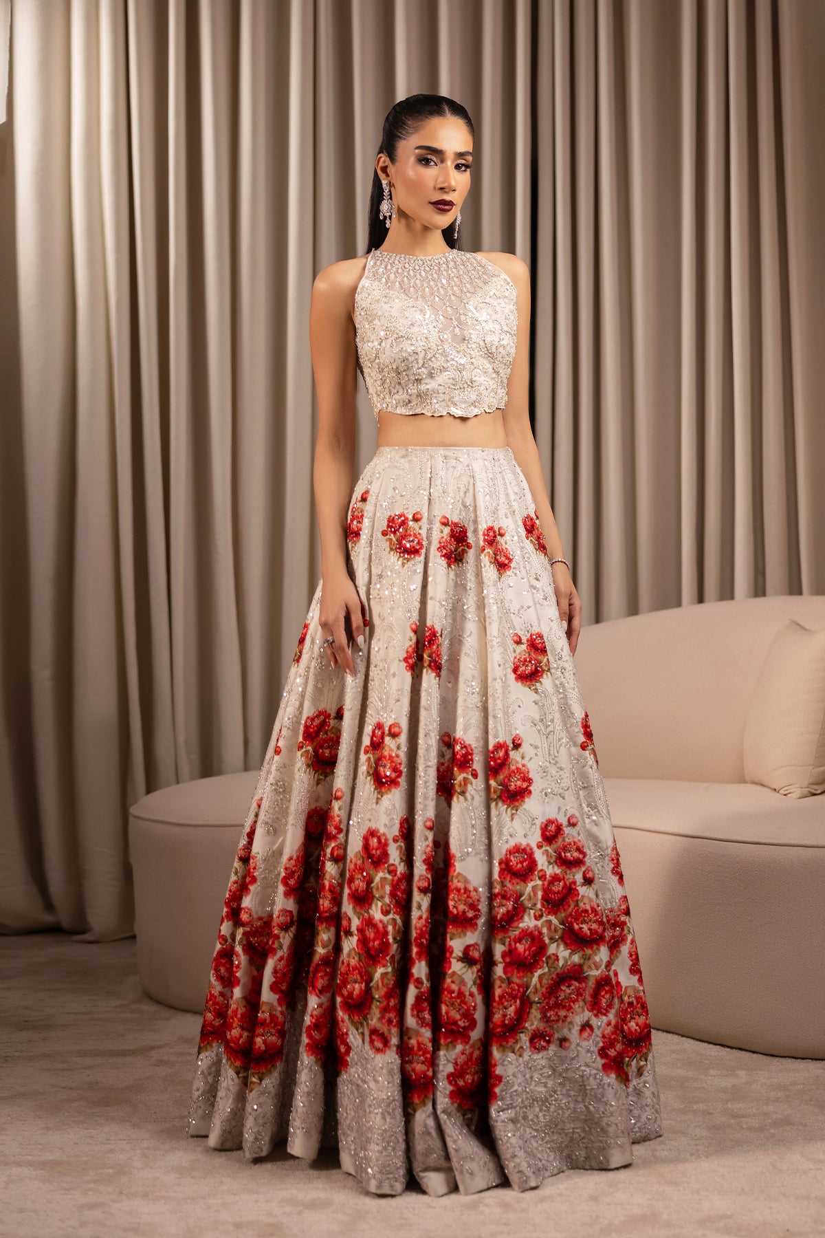 Ivory Ganga Jamni Zardozi Silk-Blend Lehenga (3-Piece) - Image 4