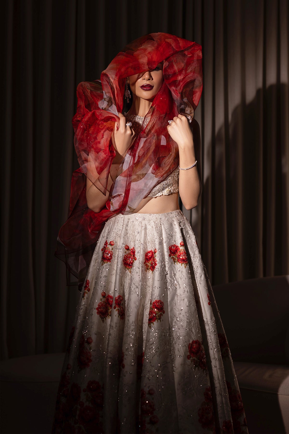 Ivory Ganga Jamni Zardozi Silk-Blend Lehenga (3-Piece) - Image 9